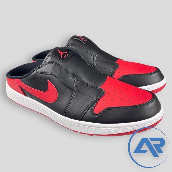 NEW Nike Air Jordan 1 Mule Golf ‘Bred’ Men's Size 14 FJ1214-001 Black Red - Picture 1 of 6